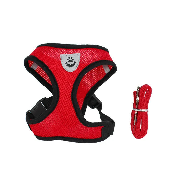 Cat Dog Harness Adjustable Vest Walking Lead Leash for Puppy Dogs Collar Polyester Mesh Harness for Small Medium Dog Cat Pet