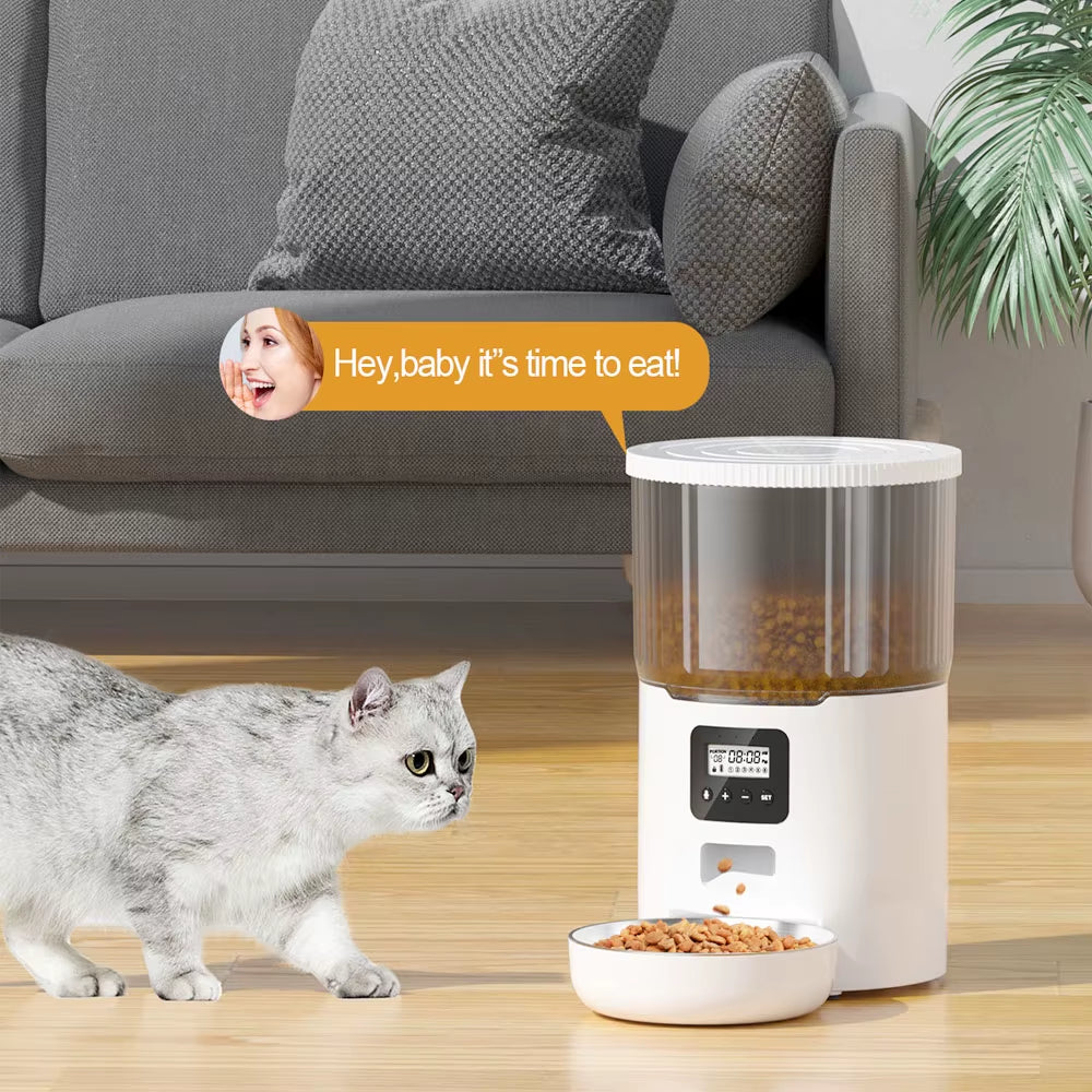New 4L Pet Feeder Cat Dog Smart Food Dispenser Regular Quantitative Feeding with Audio Recording Feeding Bowls Pet Supplies