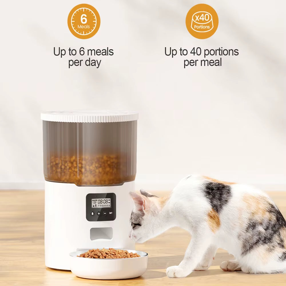New 4L Pet Feeder Cat Dog Smart Food Dispenser Regular Quantitative Feeding with Audio Recording Feeding Bowls Pet Supplies