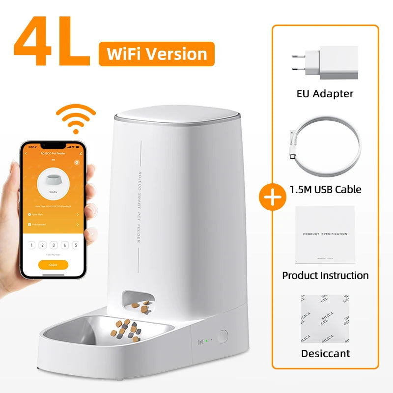 Automatic Cat Feeder Pet Smart Cat Food Kibble Dispenser Remote Control Wifi Button Auto Feeder for Cats Dog Accessories