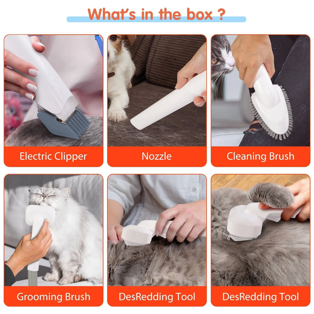 Pet Grooming Tools Vacuum Suction Electronic Pet Hair Professional Grooming Kit Clippers for Cats Dog Brush