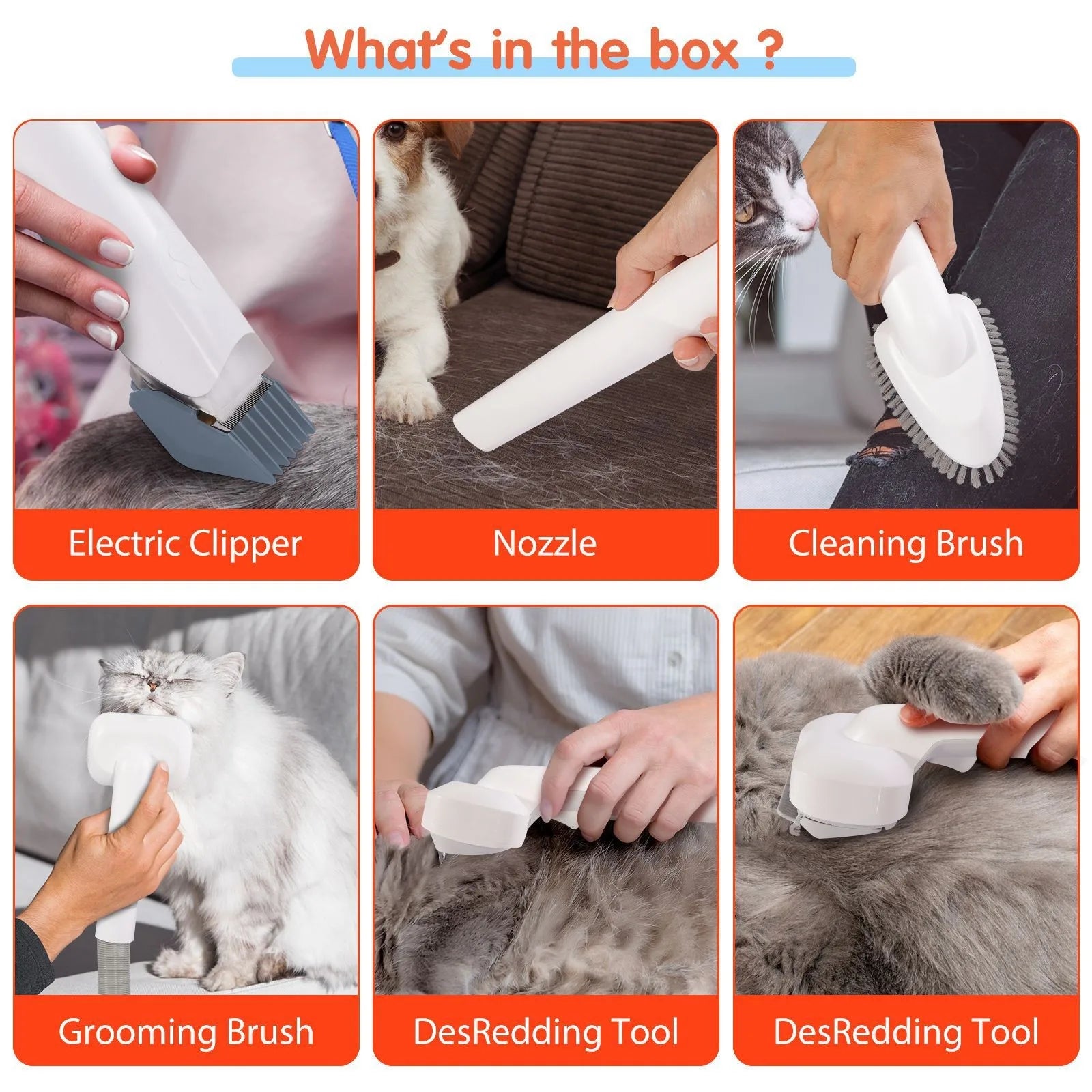 Pet Grooming Tools Vacuum Suction Electronic Pet Hair Professional Grooming Kit Clippers for Cats Dog Brush