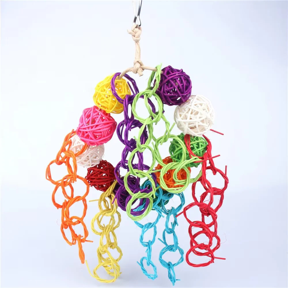 1PC Parrot Toy Biting Toy Drawing Toy Finger Set Sichuan Pepper Wood Paper Silk Weaving Tube Toy Set