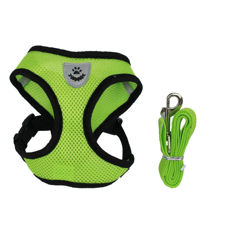 Cat Dog Harness Adjustable Vest Walking Lead Leash for Puppy Dogs Collar Polyester Mesh Harness for Small Medium Dog Cat Pet