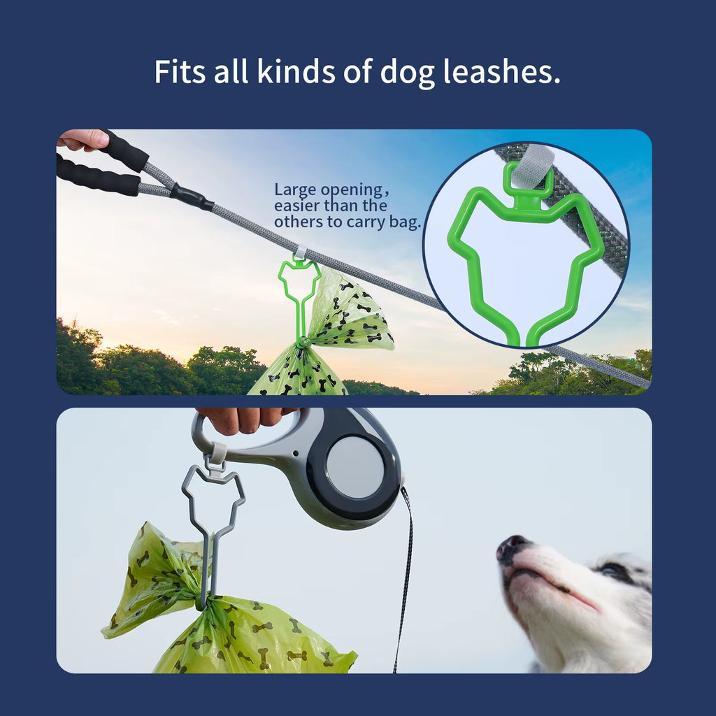 Dog Poop Bag Holder Waste Bag Carrier Dog Leash Dispenser Hands-Free Holder for Dog Poop Bags Dog Cleaning Supplies Products